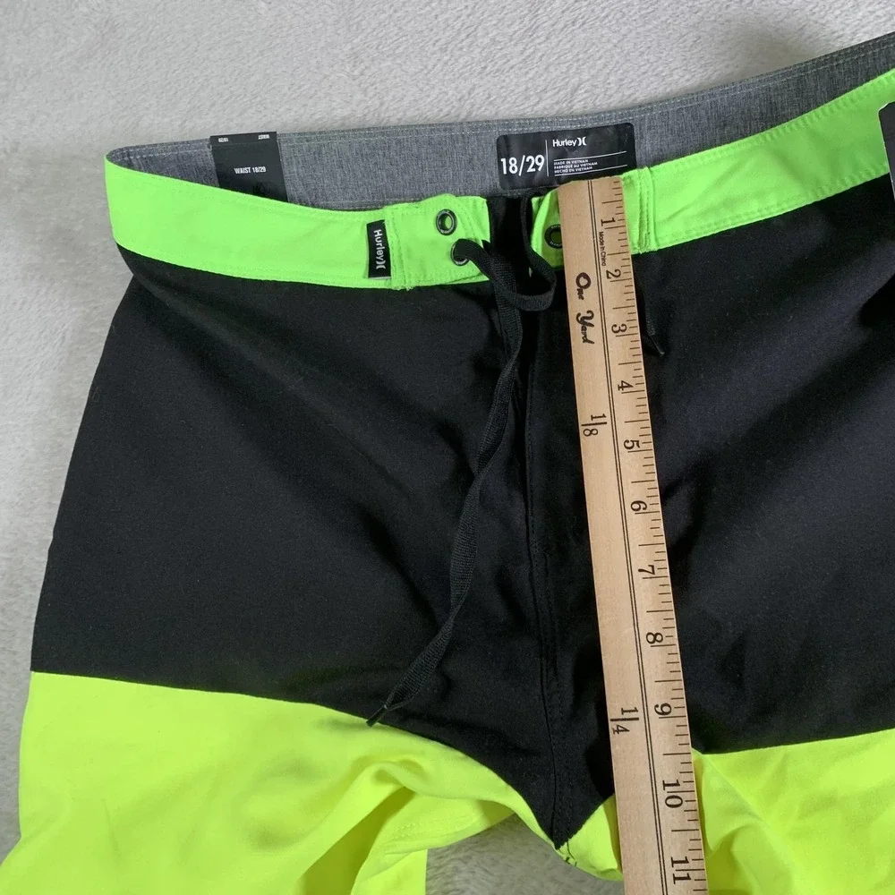 Hurley Board Shorts Boys 18 / 29 Neon Green Colorblock Graphic Swim Trunks‎ NEW